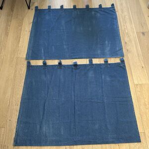 Vintage Woolrich Home Denim Blue Cotton Set Of 2 Curtain Panels w/ Tabs 41” X 52